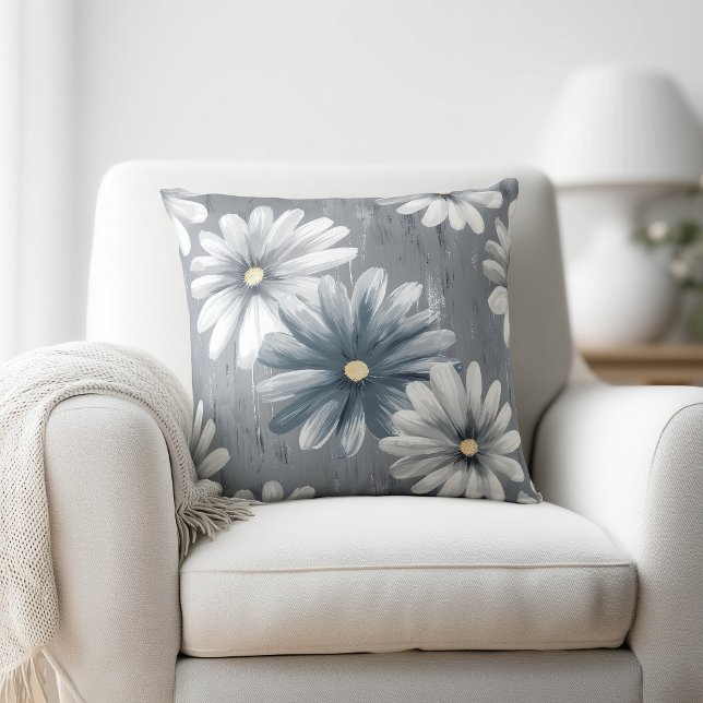 Cojín Decorativo Floral gris y blanco (Subido por el creador)