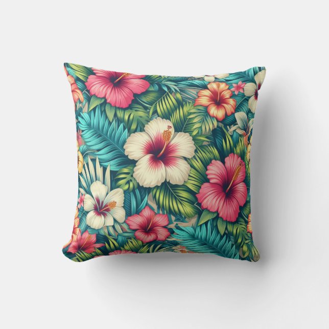 Cojín Decorativo Floral hawaiano/tropical (Anverso)