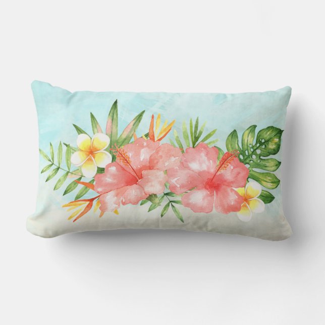 Cojín decorativo floral hawaiano tropical (Anverso)