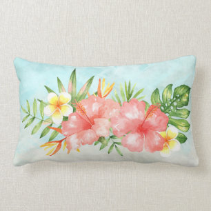 Cojín decorativo floral hawaiano tropical