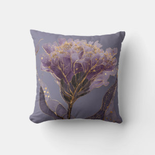 Cojín Decorativo Floral Inspirada en Peonía Púrpura con Acentos Dor