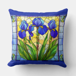 Cojín decorativo floral Iris azul artístico