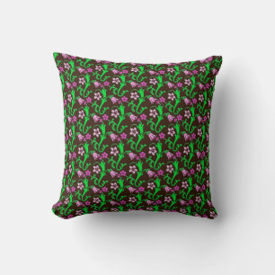 Cojín Decorativo Floral jacobina - rosa, verde, chocolate