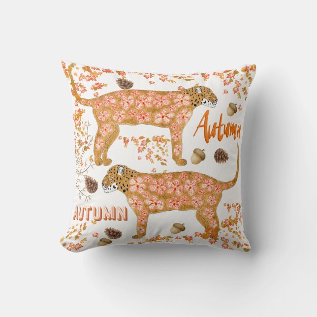 Cojín decorativo Floral Leopard de otoño (Anverso)