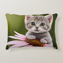 Cojín Decorativo Floral lindo gato gris