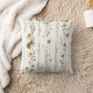 Cojín Decorativo Floral Marrón Crema