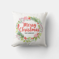 Floral Merry Christmas Red Berry Wreath