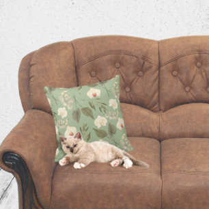 Cojín Decorativo Floral moderna de Boho en sabio