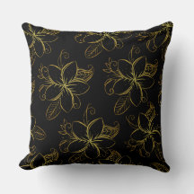 Floral moderna en negro y oro