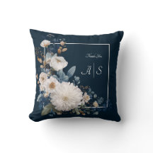 Floral Moderno de Moody Azul Marino Blanco Peonía
