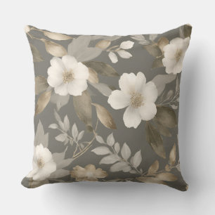 Cojín Decorativo Floral Moderno Granjero Crema Beige Gris Neutro