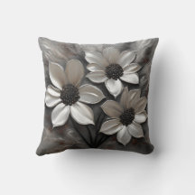 Floral moderno gris plata negro