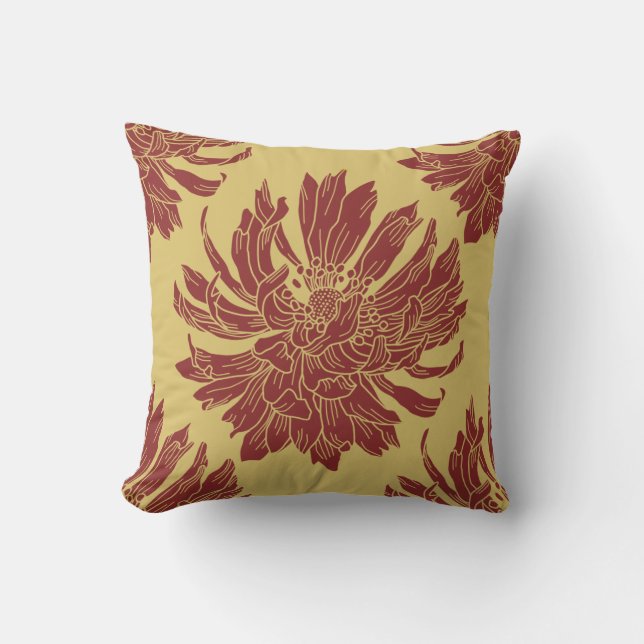 Cojín decorativo floral moderno - oro y marrón de (Anverso)