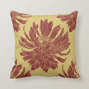 Cojín decorativo floral moderno - oro y marrón de
