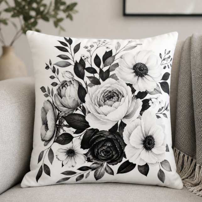 Cojín Decorativo Floral Monocromo (Subido por el creador)
