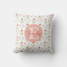 Cojín Decorativo Floral Monogram Name Trow Pillow For Girls