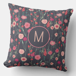 Cojín Decorativo Floral Monograma Oscuro