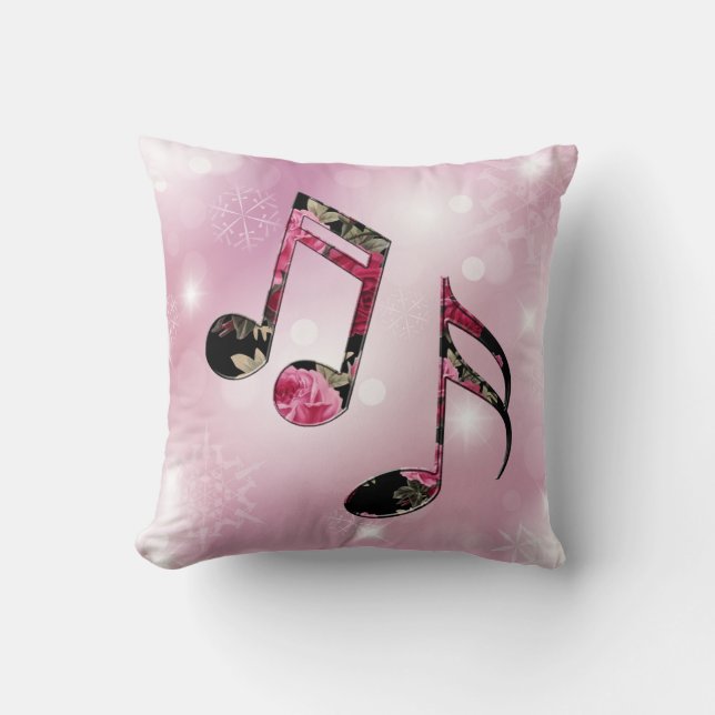 Cojín Decorativo Floral Music Notes Pink Snowflakes (Anverso)