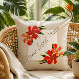 Cojín Decorativo Floral Naranja | Caqui y Blanco | Hogar Dulce Hoga