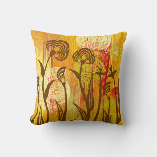 Cojín Decorativo Floral naranja: patrón de fondo vibrante