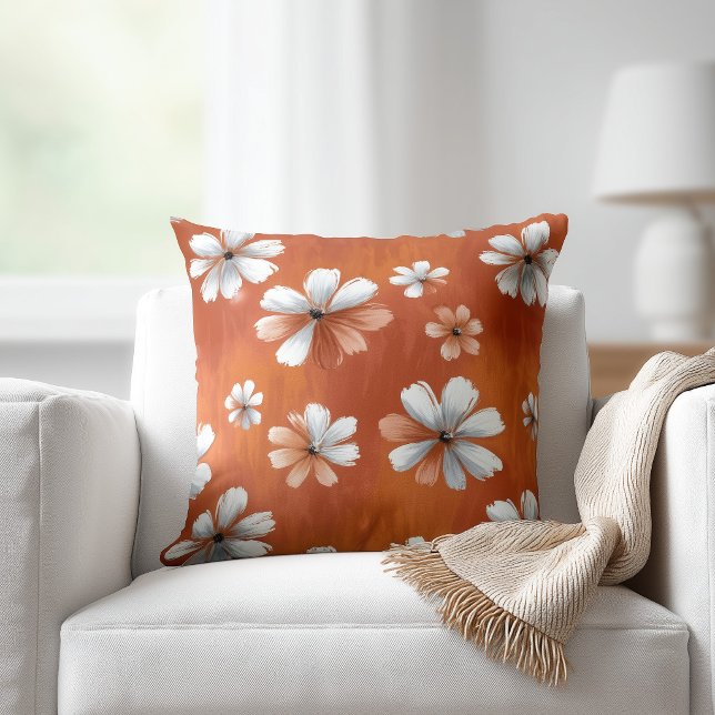 Cojín Decorativo Floral Naranja Quemada (Subido por el creador)