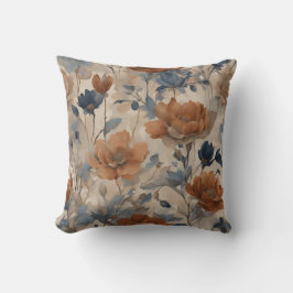 Cojín Decorativo Floral Naranja y Azul