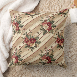 Cojín Decorativo Floral Navideño Vintage con Rayas (2)