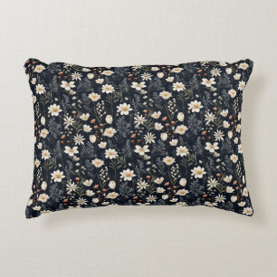 Cojín Decorativo Floral negra con beige y naranja