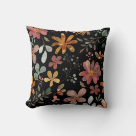 Cojín Decorativo Floral negra impresa