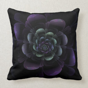 Cojín Decorativo Floral negro púrpura brillante
