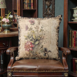 Cojín Decorativo Floral Negro Victoriano Antiguo