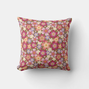 Cojín Decorativo Floral ondulada de flores mixtas de ensueño (oliva