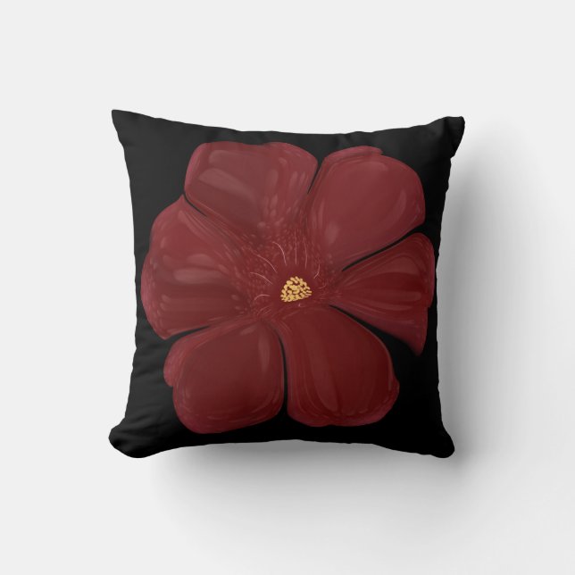 Cojín Decorativo Floral Oscuro Botánico Profundo Carmesí Malhumorad (Anverso)