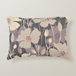 Cojín Decorativo Floral oscuro retro: patrón sin foco
