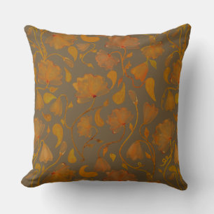 Cojín Decorativo Floral Otoño vibrante en naranja y marrón