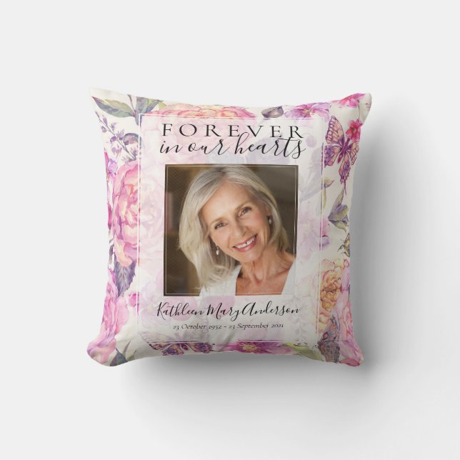Cojín Decorativo Floral para siempre en nuestro corazón (Anverso)