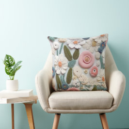 Cojín decorativo floral Pastel Crochet Knit