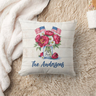 Cojín Decorativo Floral patriótica 4 de julio
