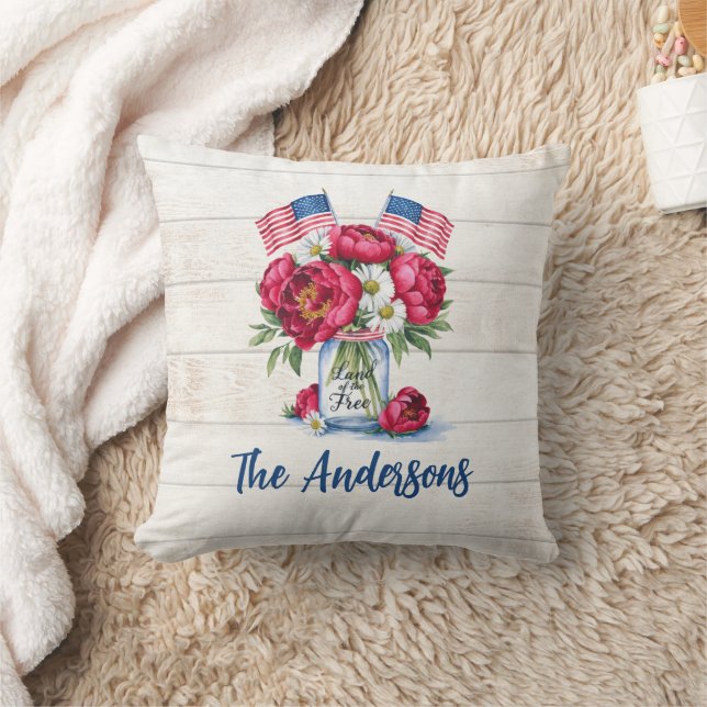 Cojín Decorativo Floral patriótica 4 de julio (Manta)