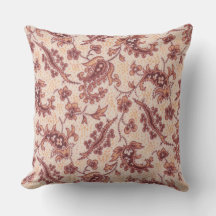 Cojín decorativo floral Peach and Burgundy Paisley