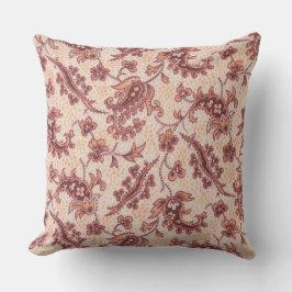Cojín decorativo floral Peach and Burgundy Paisley