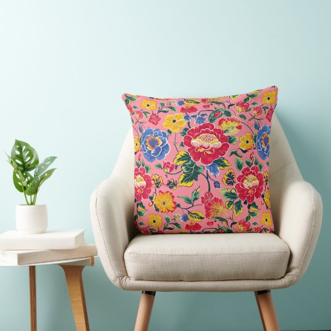 Cojín decorativo floral peonero de Chinoierie riot (Silla)