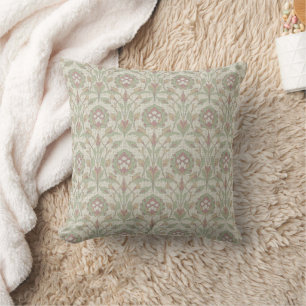 Cojín decorativo floral persa, rojo y verde