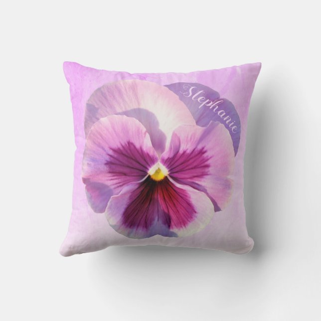 Cojín Decorativo Floral personalizada Púrpura Ligera (Reverso)