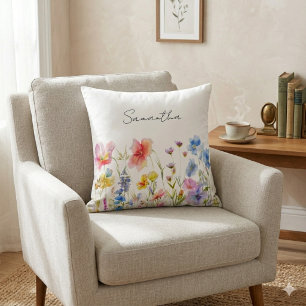 Cojín Decorativo Floral Personalizado de Flor Silvestre