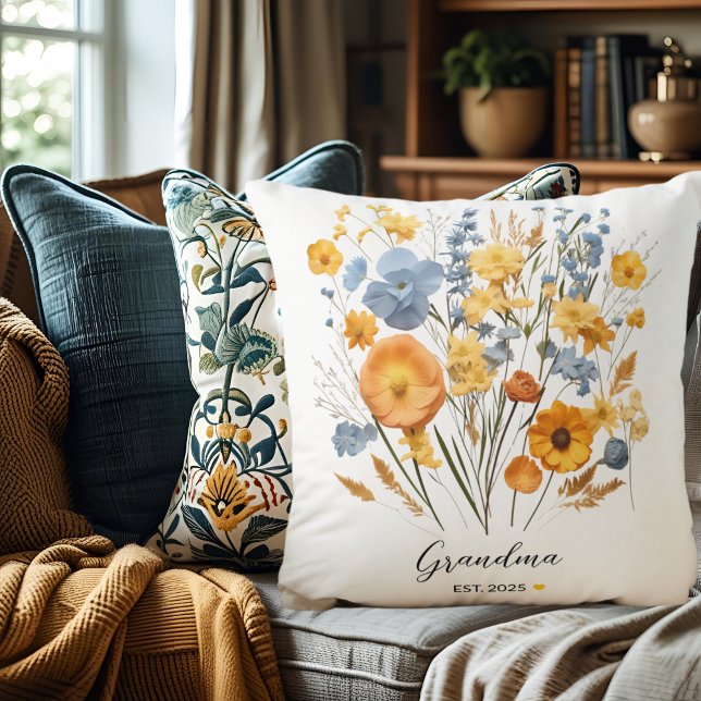 Cojín decorativo floral personalizado para la abue (Subido por el creador)
