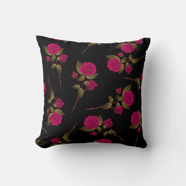 Cojín Decorativo Floral popular rosa de lujo (Anverso)