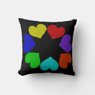 Cojín Decorativo Floral Rainbow Love Hearts Pillow