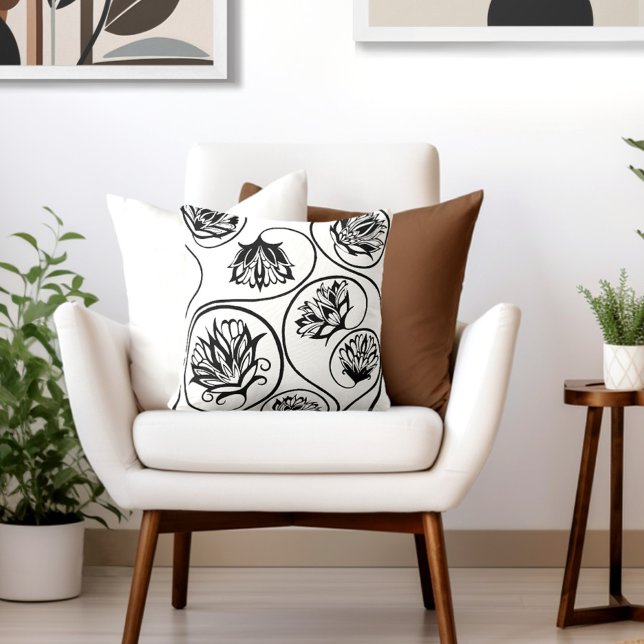 Cojín Decorativo Floral retro art decó (Style with the perfect blend of retro floral & elegance to your living room.)
