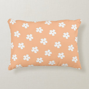 Cojín Decorativo Floral Retro Caprichoso de Melocotón y Blanco, Ale